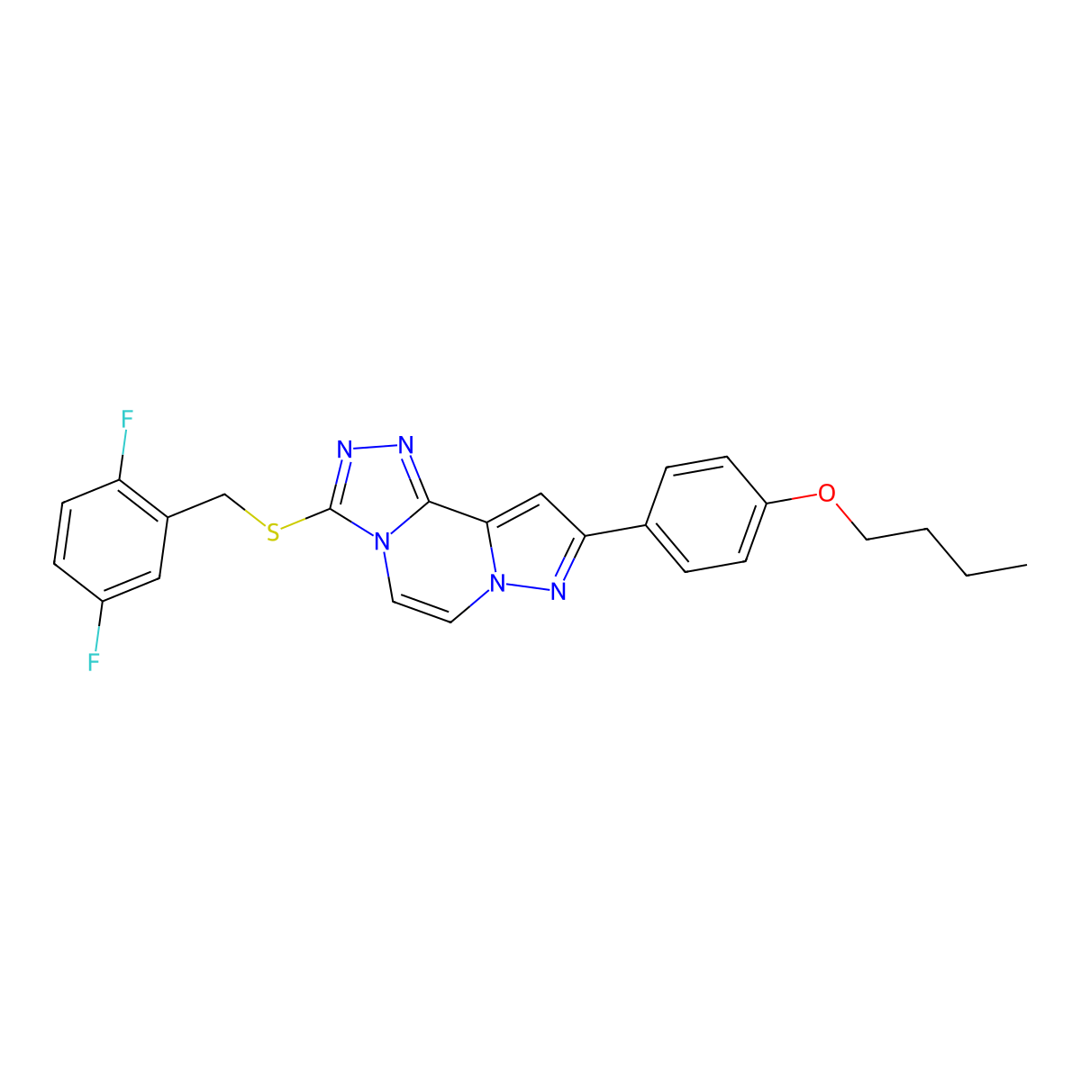 9-(4-Butoxyphenyl)-3-((2,5-difluorobenzyl)thio)pyrazolo[1,5-a][1,2,4]triazolo[3,4-c]pyrazine molecular structure, CAS 1326880-20-9