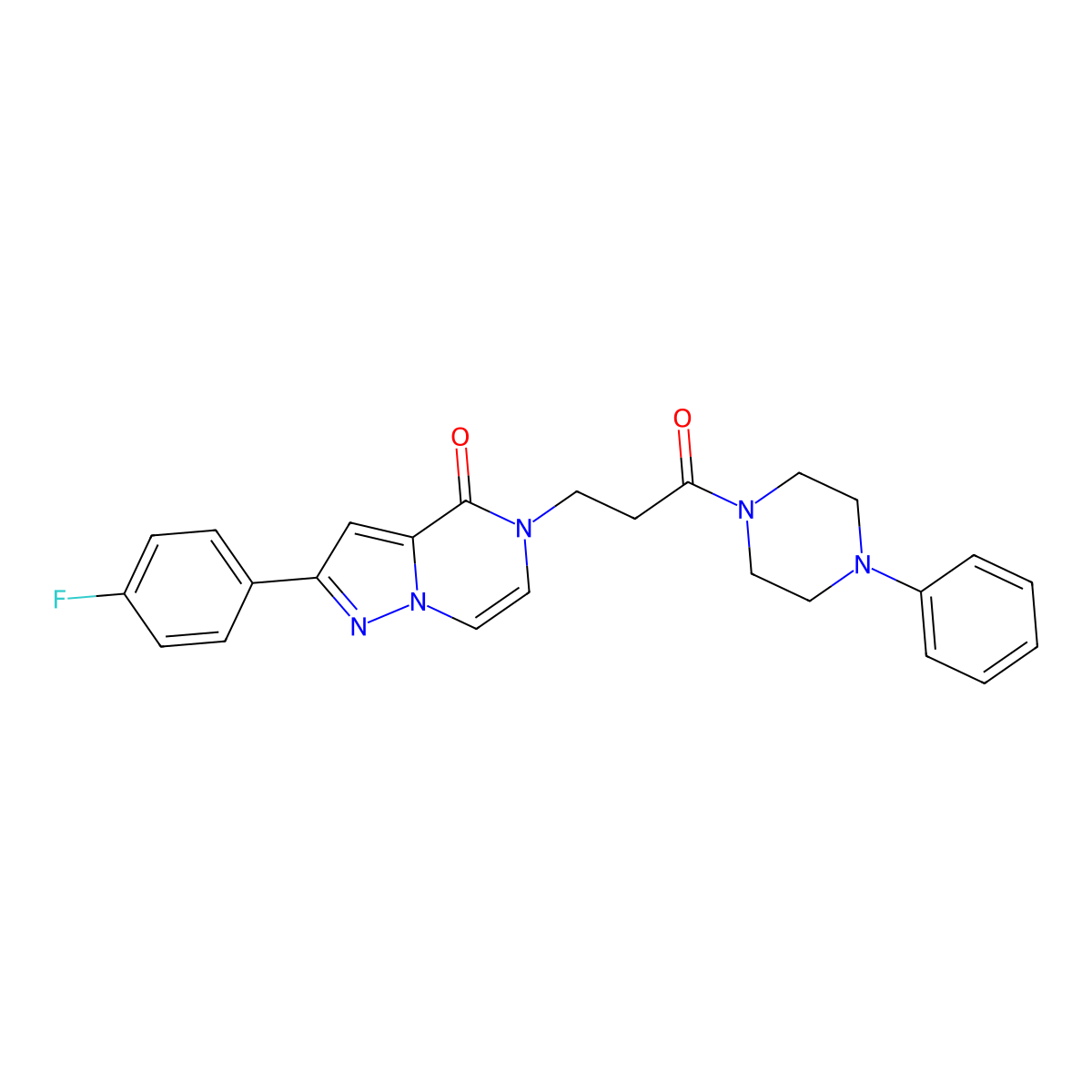 2-(4-fluorophenyl)-5-[3-oxo-3-(4-phenylpiperazin-1-yl)propyl]pyrazolo[1,5-a]pyrazin-4(5H)-one molecular structure, CAS 1326880-28-7