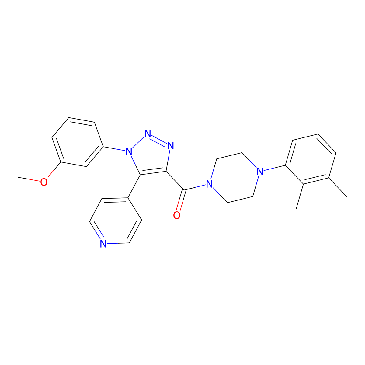(4-(2,3-dimethylphenyl)piperazin-1-yl)(1-(3-methoxyphenyl)-5-(pyridin-4-yl)-1H-1,2,3-triazol-4-yl)methanone molecular structure, CAS 1326880-51-6
