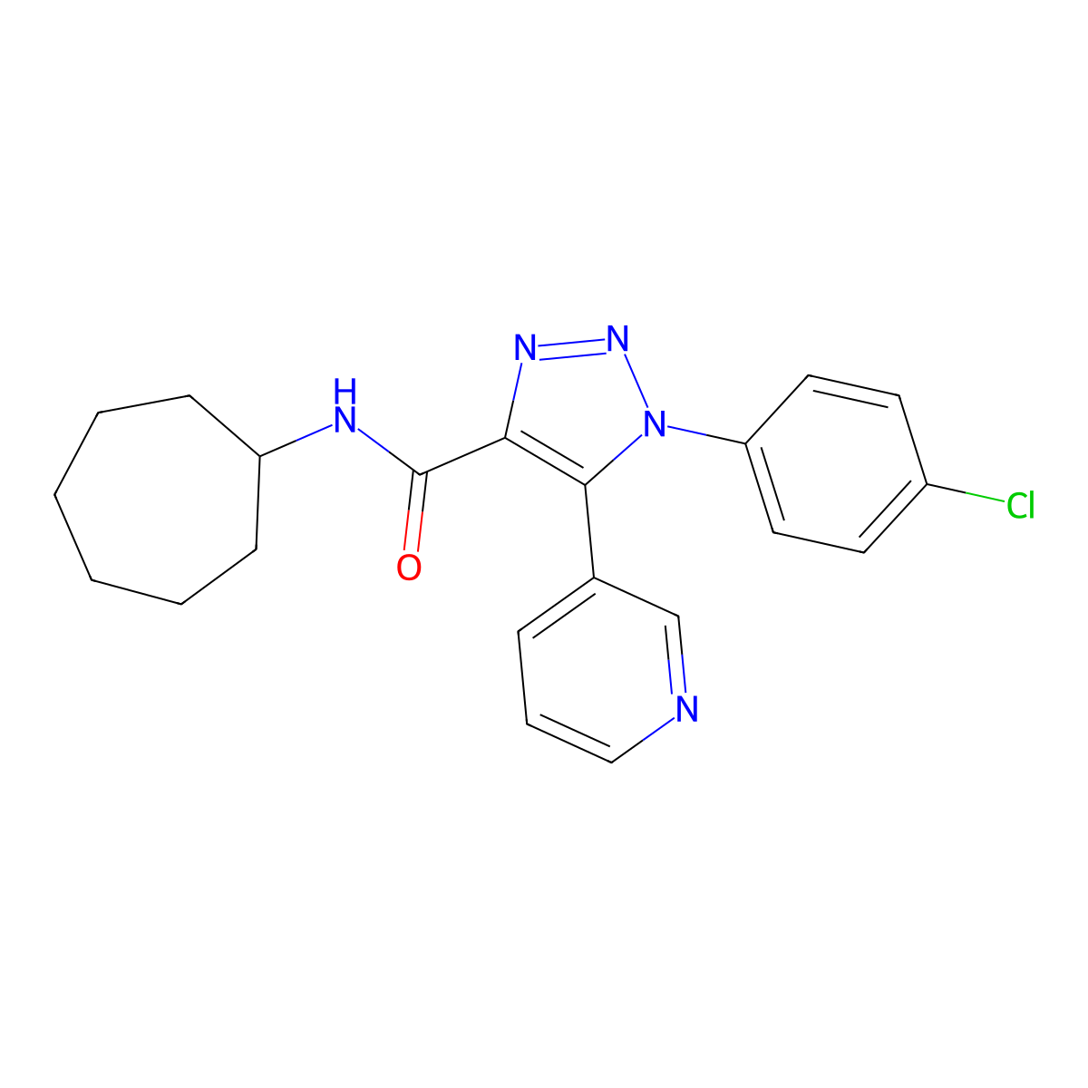 1-(4-chlorophenyl)-N-cycloheptyl-5-(pyridin-3-yl)-1H-1,2,3-triazole-4-carboxamide molecular structure, CAS 1326881-28-0