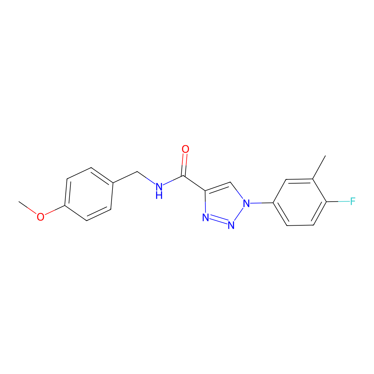 1-(4-fluoro-3-methylphenyl)-N-(4-methoxybenzyl)-1H-1,2,3-triazole-4-carboxamide molecular structure, CAS 1326881-40-6