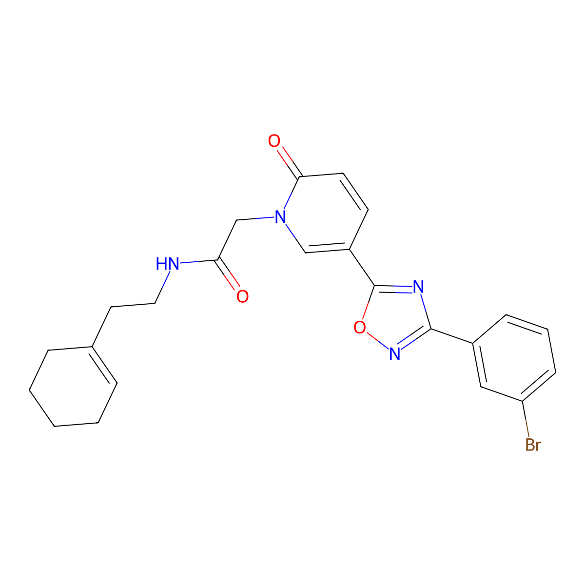 2-(5-(3-(3-bromophenyl)-1,2,4-oxadiazol-5-yl)-2-oxopyridin-1(2H)-yl)-N-(2-(cyclohex-1-en-1-yl)ethyl)acetamide molecular structure, CAS 1326882-49-8