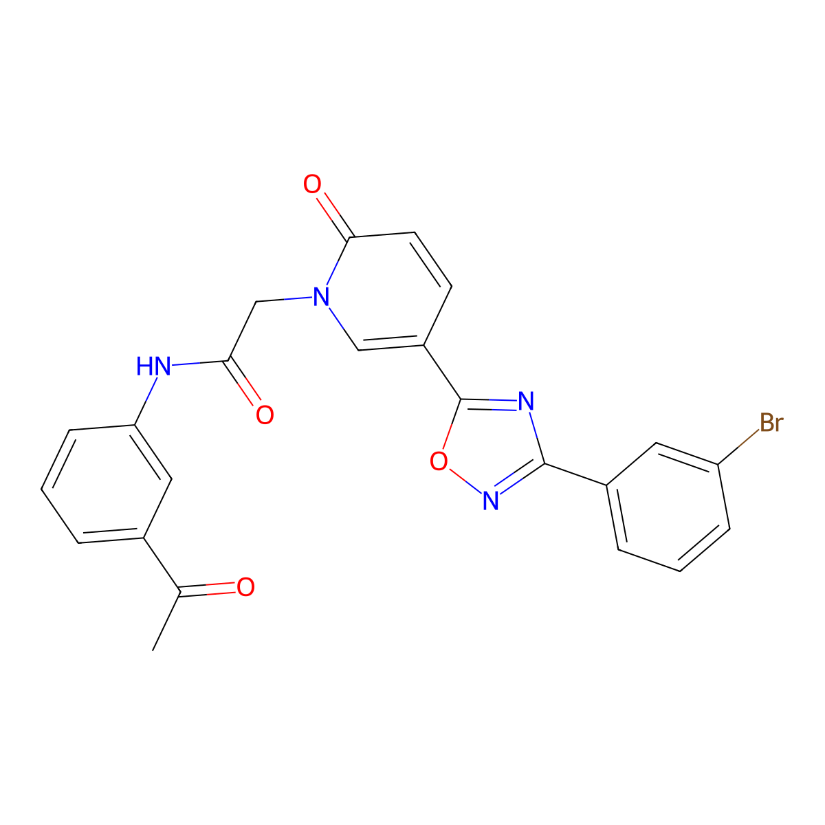 N-(3-acetylphenyl)-2-(5-(3-(3-bromophenyl)-1,2,4-oxadiazol-5-yl)-2-oxopyridin-1(2H)-yl)acetamide molecular structure, CAS 1326882-58-9