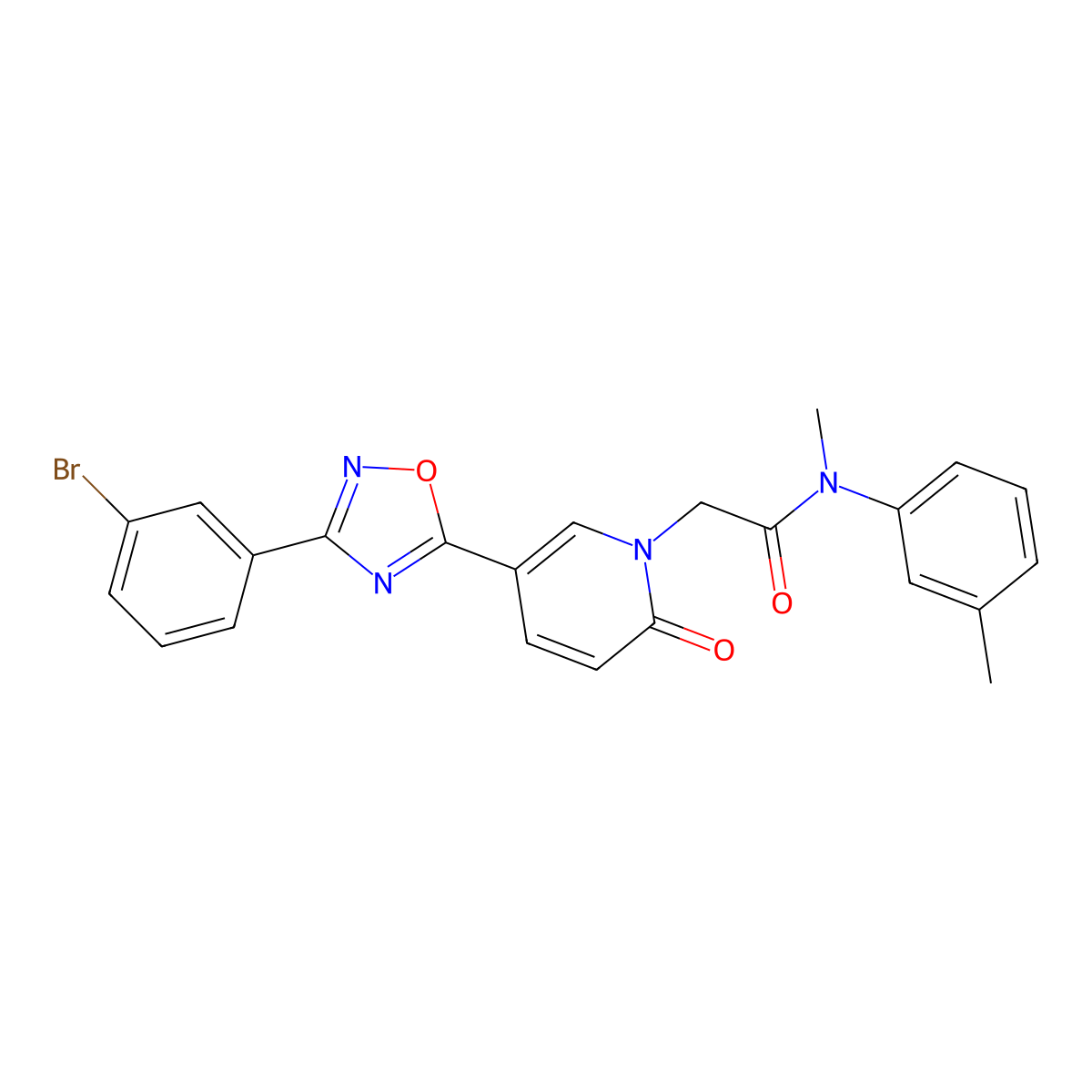 2-{5-[3-(3-bromophenyl)-1,2,4-oxadiazol-5-yl]-2-oxopyridin-1(2H)-yl}-N-methyl-N-(3-methylphenyl)acetamide molecular structure, CAS 1326882-62-5