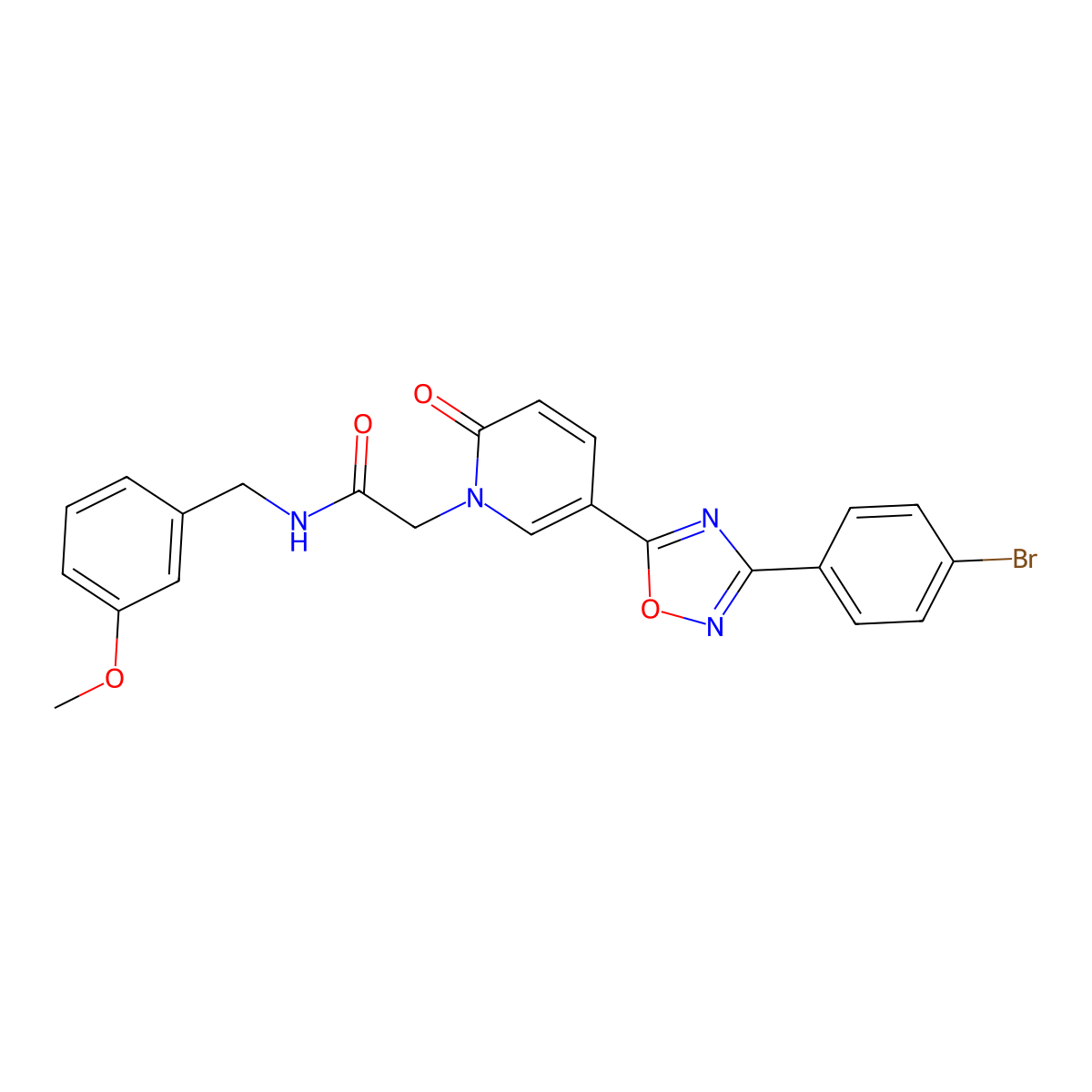 2-(5-(3-(4-bromophenyl)-1,2,4-oxadiazol-5-yl)-2-oxopyridin-1(2H)-yl)-N-(3-methoxybenzyl)acetamide molecular structure, CAS 1326882-65-8