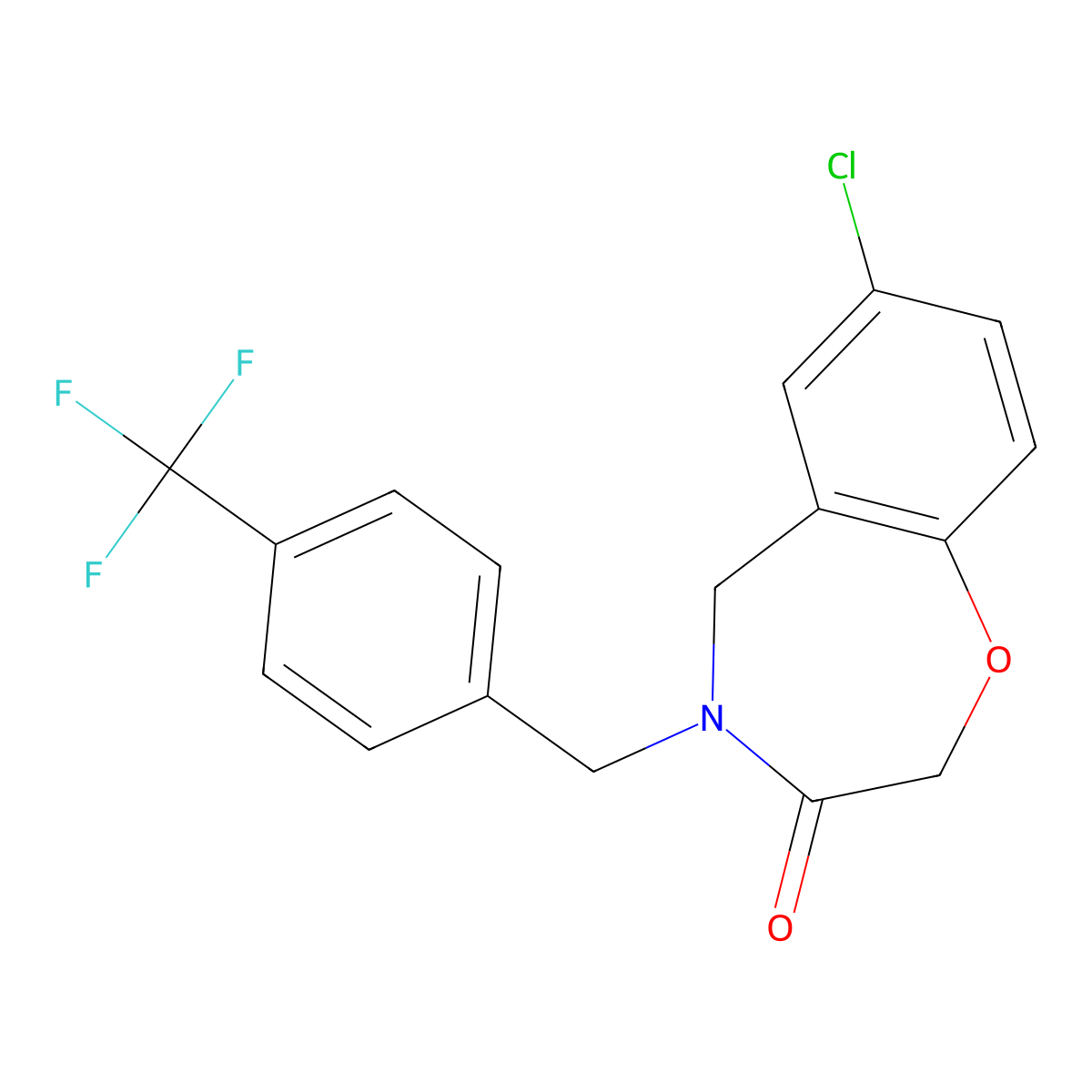 7-chloro-4-[4-(trifluoromethyl)benzyl]-4,5-dihydro-1,4-benzoxazepin-3(2H)-one molecular structure, CAS 1326883-03-7