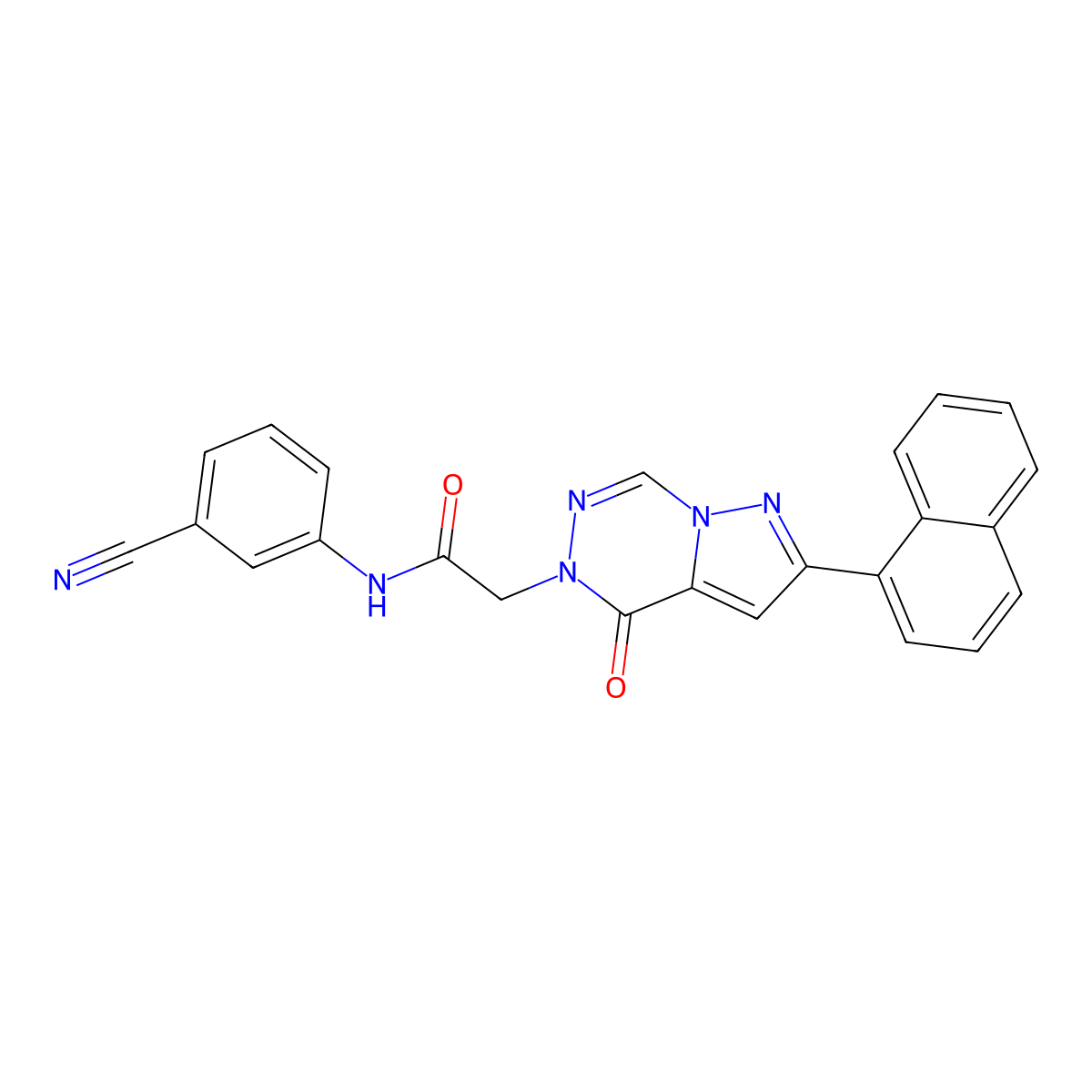 N-(3-cyanophenyl)-2-(2-(naphthalen-1-yl)-4-oxopyrazolo[1,5-d][1,2,4]triazin-5(4H)-yl)acetamide molecular structure, CAS 1326883-43-5