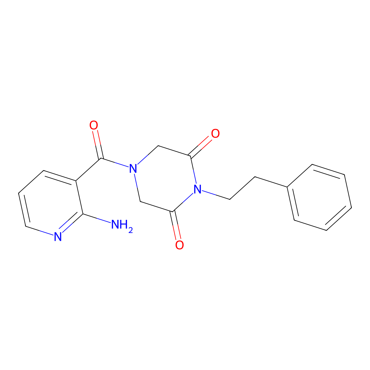 4-(2-Aminopyridine-3-carbonyl)-1-(2-phenylethyl)piperazine-2,6-dione molecular structure, CAS 1326883-88-8