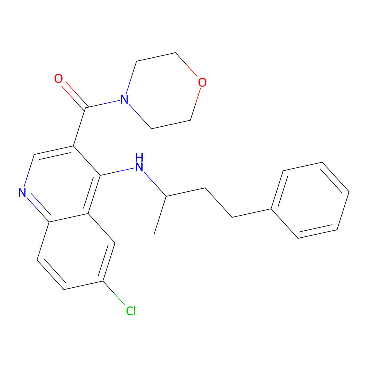 {6-Chloro-4-[(4-phenylbutan-2-yl)amino]quinolin-3-yl}(morpholin-4-yl)methanone molecular structure, CAS 1326883-93-5