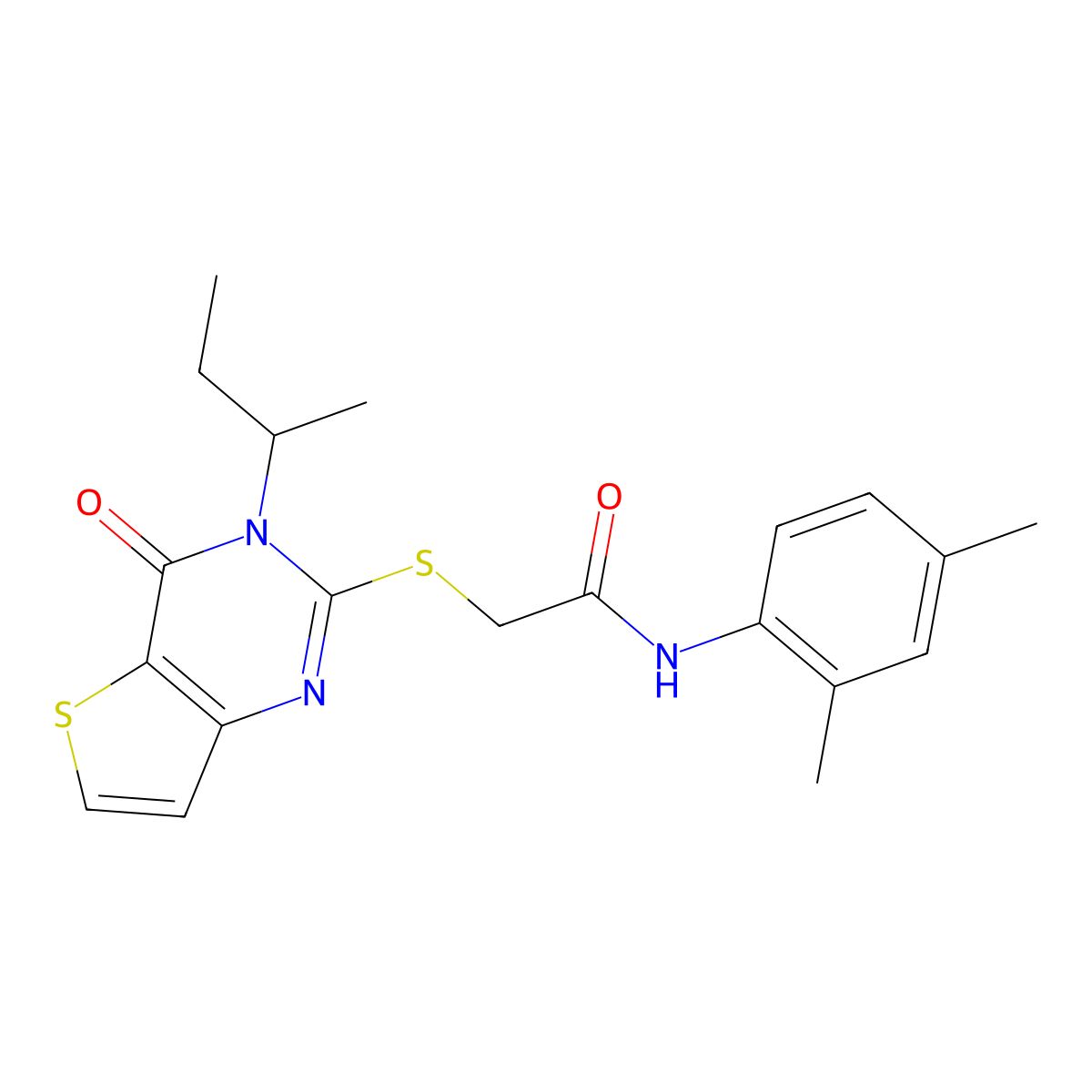 2-{[3-(butan-2-yl)-4-oxo-3H,4H-thieno[3,2-d]pyrimidin-2-yl]sulfanyl}-N-(2,4-dimethylphenyl)acetamide molecular structure, CAS 1326884-00-7