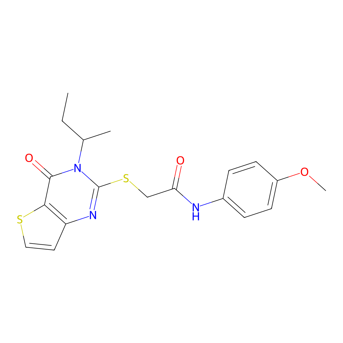 2-{[3-(butan-2-yl)-4-oxo-3,4-dihydrothieno[3,2-d]pyrimidin-2-yl]sulfanyl}-N-(4-methoxyphenyl)acetamide molecular structure, CAS 1326884-02-9