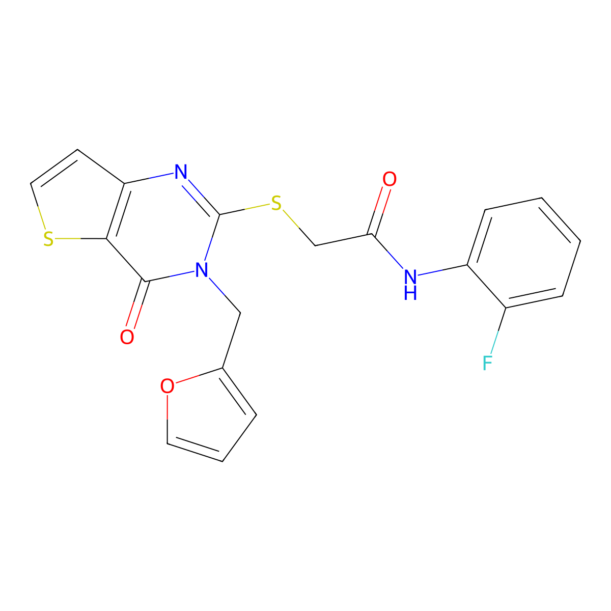 N-(2-fluorophenyl)-2-({3-[(furan-2-yl)methyl]-4-oxo-3H,4H-thieno[3,2-d]pyrimidin-2-yl}sulfanyl)acetamide molecular structure, CAS 1326884-04-1