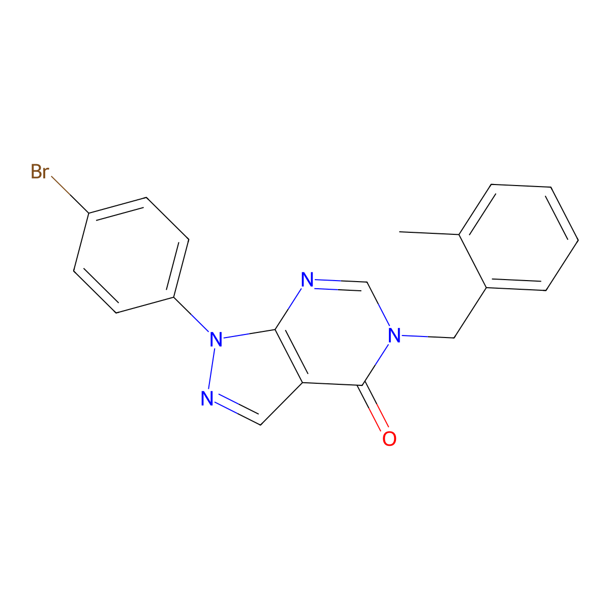 1-(4-bromophenyl)-5-(2-methylbenzyl)-1,5-dihydro-4H-pyrazolo[3,4-d]pyrimidin-4-one molecular structure, CAS 1326886-88-7