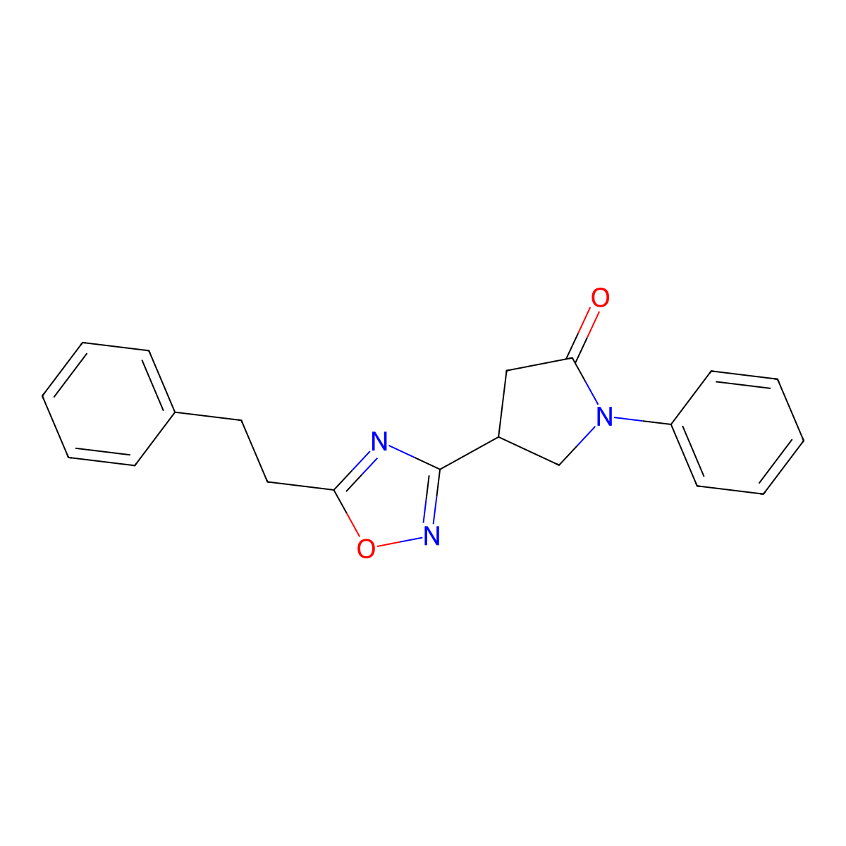 1-Phenyl-4-[5-(2-phenylethyl)-1,2,4-oxadiazol-3-yl]pyrrolidin-2-one molecular structure, CAS 1326886-91-2