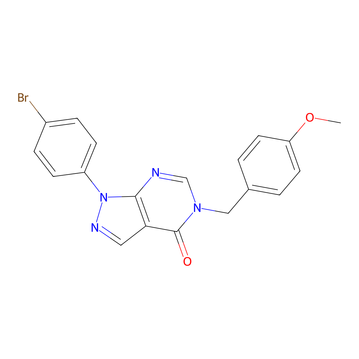 1-(4-bromophenyl)-5-(4-methoxybenzyl)-1,5-dihydro-4H-pyrazolo[3,4-d]pyrimidin-4-one molecular structure, CAS 1326886-92-3