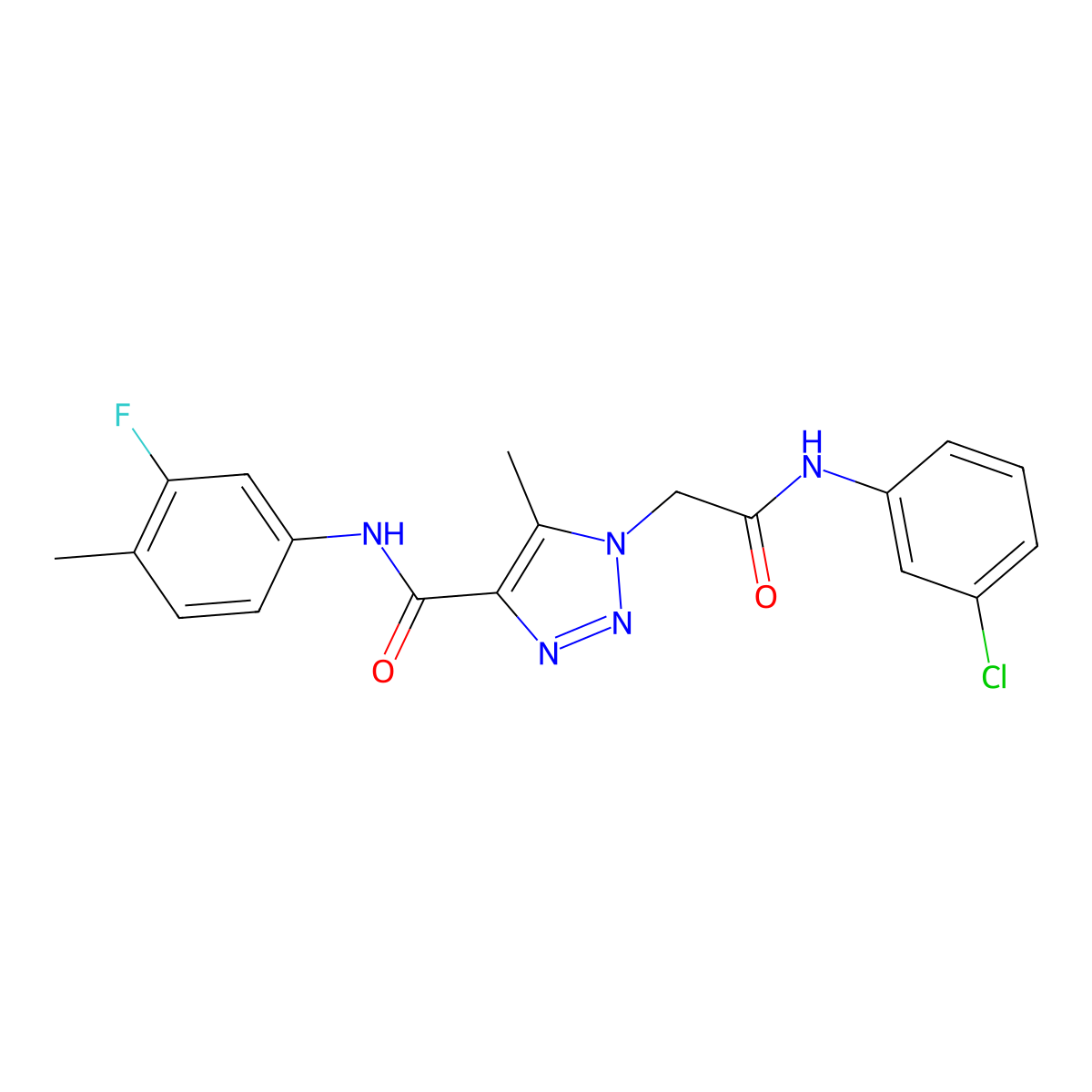 1-{2-[(3-chlorophenyl)amino]-2-oxoethyl}-N-(3-fluoro-4-methylphenyl)-5-methyl-1H-1,2,3-triazole-4-carboxamide molecular structure, CAS 1326887-05-1