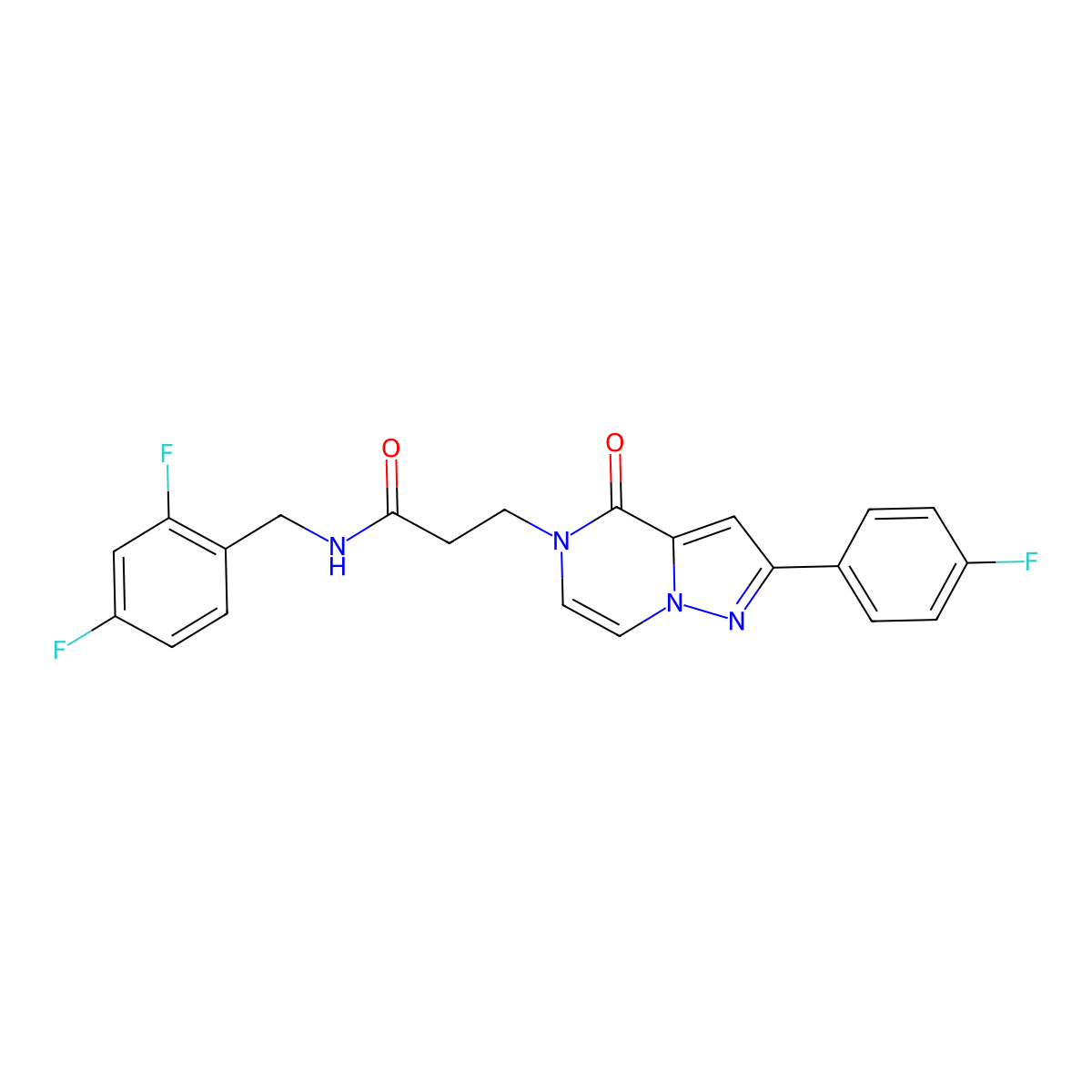 N-[(2,4-difluorophenyl)methyl]-3-[2-(4-fluorophenyl)-4-oxo-4H,5H-pyrazolo[1,5-a]pyrazin-5-yl]propanamide molecular structure, CAS 1326887-23-3