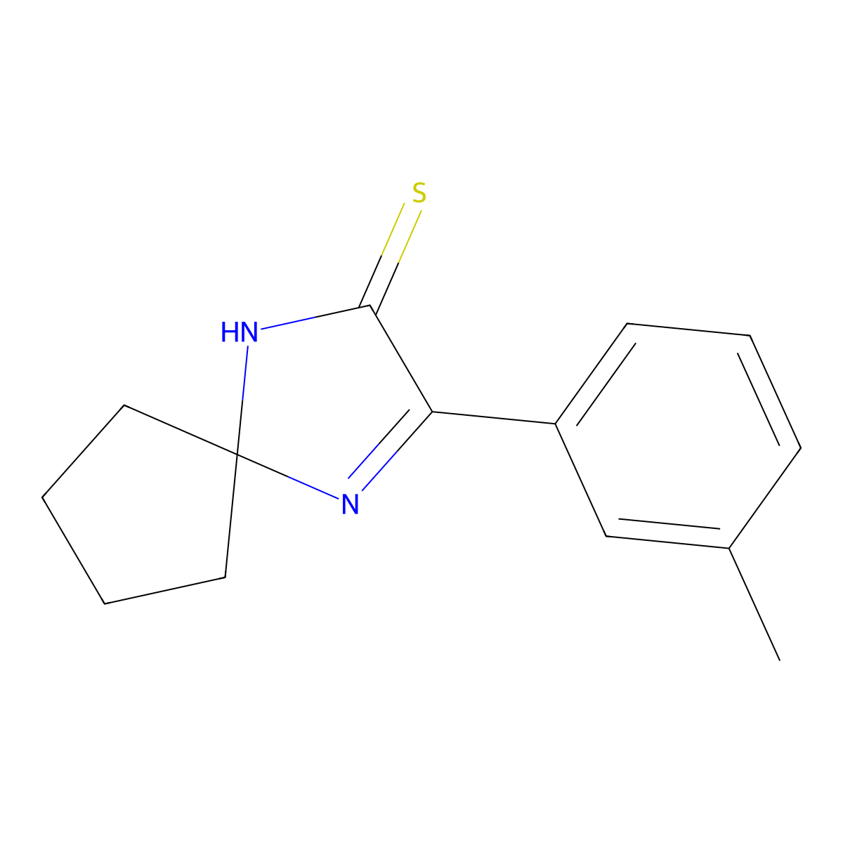 3-(3-Methylphenyl)-1,4-diazaspiro[4.4]non-3-ene-2-thione molecular structure, CAS 1326887-25-5