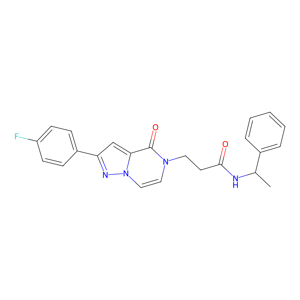 3-[2-(4-fluorophenyl)-4-oxopyrazolo[1,5-a]pyrazin-5(4H)-yl]-N-(1-phenylethyl)propanamide molecular structure, CAS 1326887-26-6