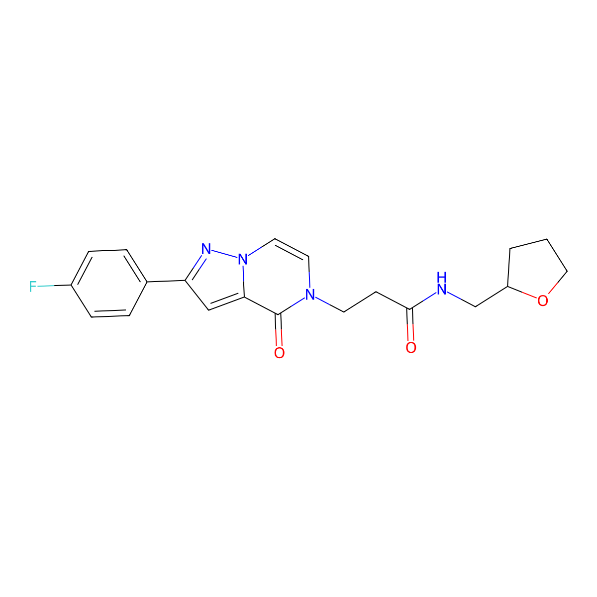 3-[2-(4-fluorophenyl)-4-oxopyrazolo[1,5-a]pyrazin-5(4H)-yl]-N-(tetrahydrofuran-2-ylmethyl)propanamide molecular structure, CAS 1326887-35-7