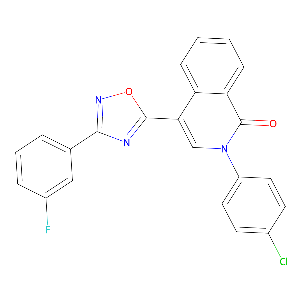 2-(4-chlorophenyl)-4-[3-(3-fluorophenyl)-1,2,4-oxadiazol-5-yl]isoquinolin-1(2H)-one molecular structure, CAS 1326888-23-6