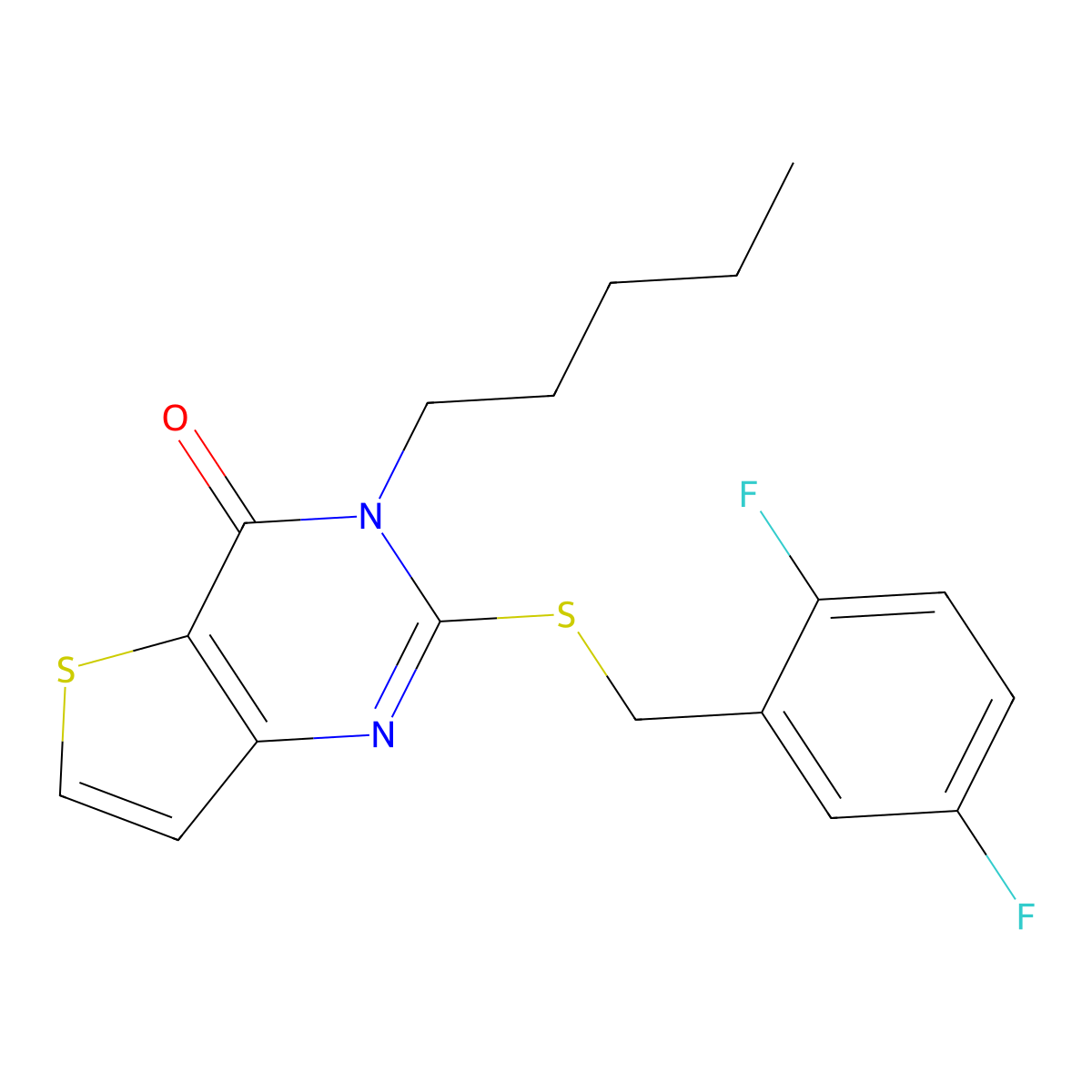 2-[(2,5-difluorobenzyl)sulfanyl]-3-pentylthieno[3,2-d]pyrimidin-4(3H)-one molecular structure, CAS 1326888-24-7