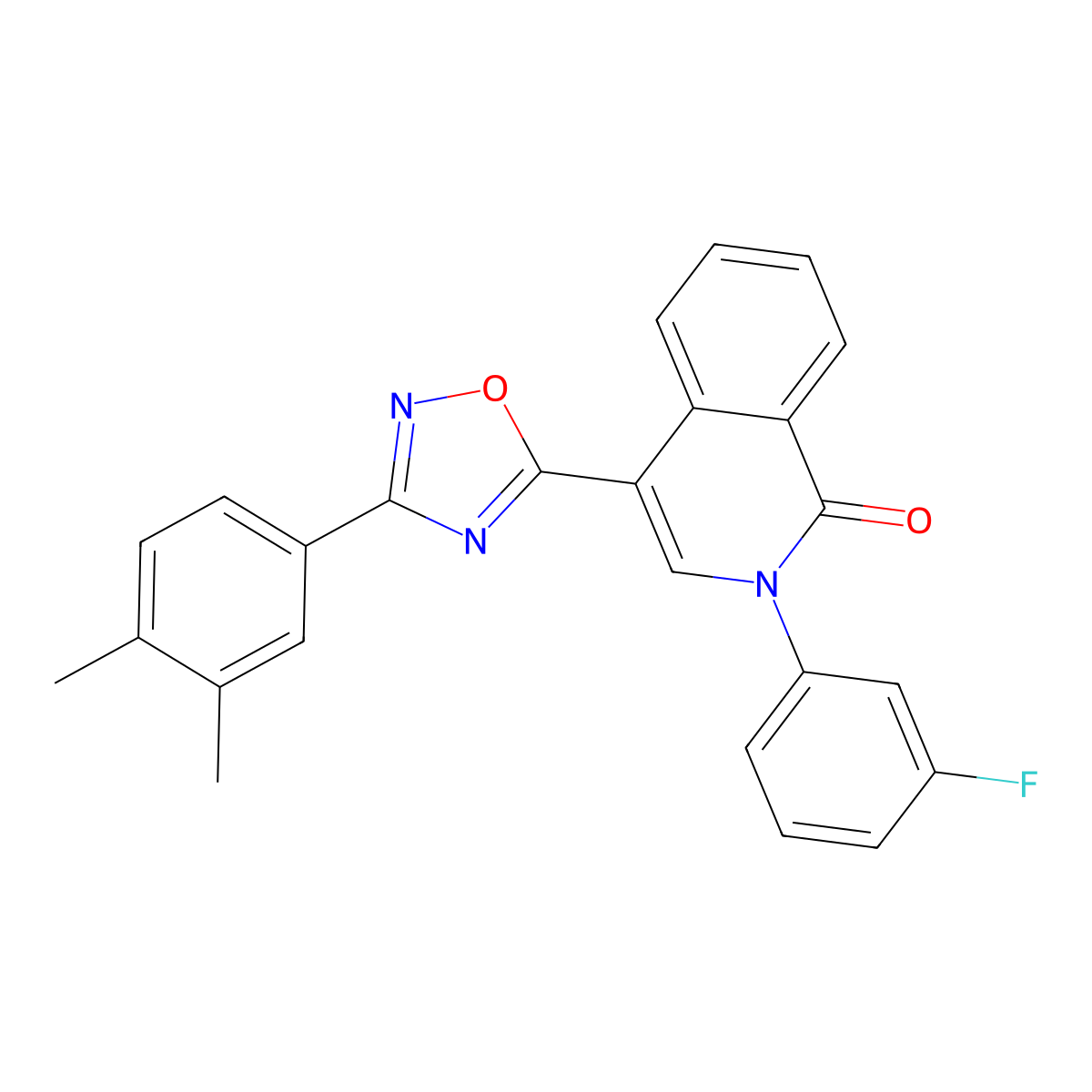 4-(3-(3,4-dimethylphenyl)-1,2,4-oxadiazol-5-yl)-2-(3-fluorophenyl)isoquinolin-1(2H)-one molecular structure, CAS 1326888-27-0