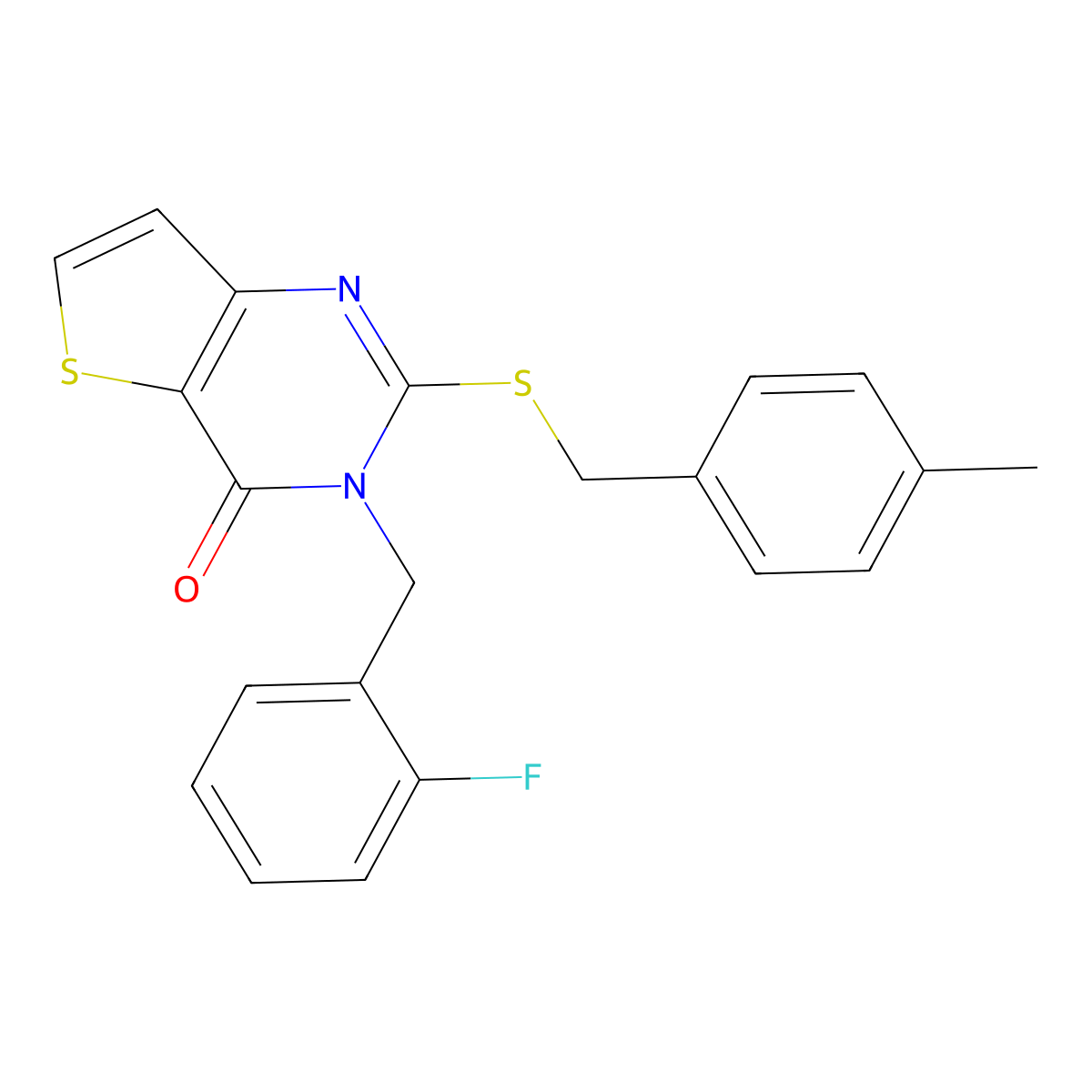 3-(2-fluorobenzyl)-2-[(4-methylbenzyl)sulfanyl]thieno[3,2-d]pyrimidin-4(3H)-one molecular structure, CAS 1326888-47-4