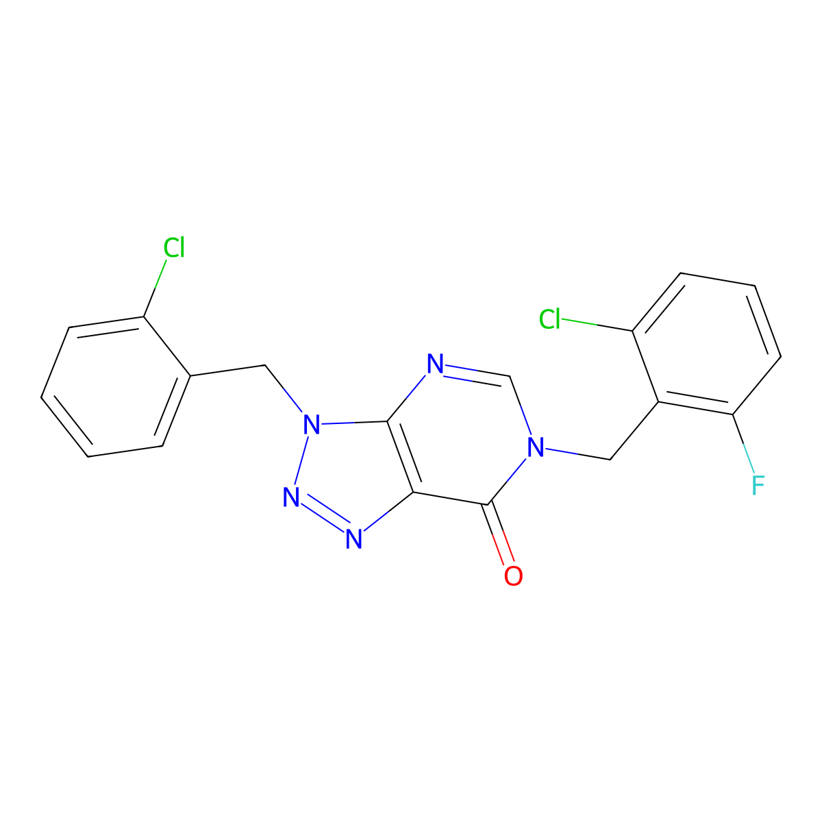 6-[(2-chloro-6-fluorophenyl)methyl]-3-[(2-chlorophenyl)methyl]-3H,6H,7H-[1,2,3]triazolo[4,5-d]pyrimidin-7-one molecular structure, CAS 1326888-58-7