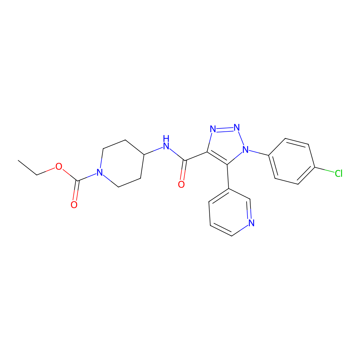 ethyl 4-[1-(4-chlorophenyl)-5-(pyridin-3-yl)-1H-1,2,3-triazole-4-amido]piperidine-1-carboxylate molecular structure, CAS 1326889-01-3