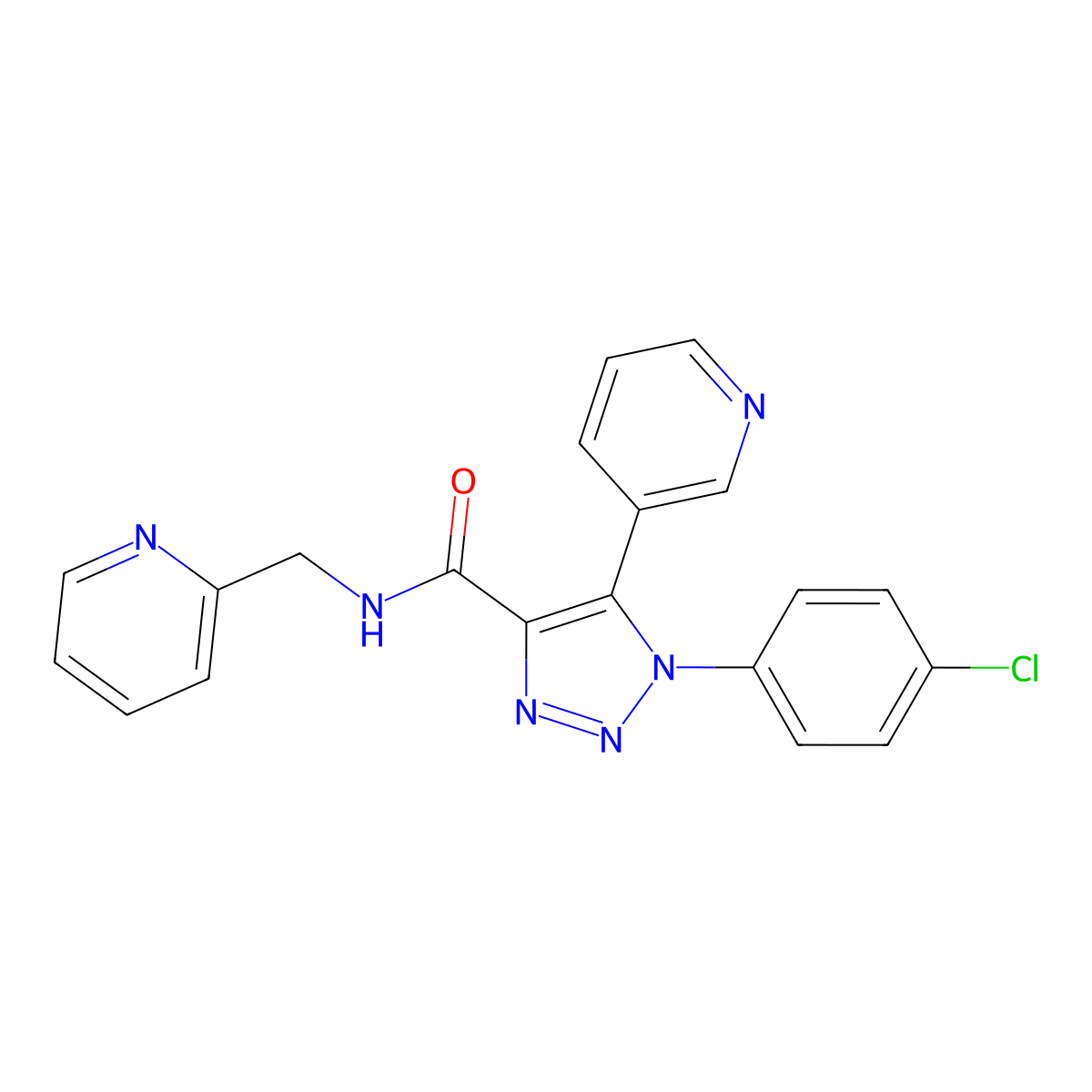 1-(4-chlorophenyl)-N-[(pyridin-2-yl)methyl]-5-(pyridin-3-yl)-1H-1,2,3-triazole-4-carboxamide molecular structure, CAS 1326889-04-6