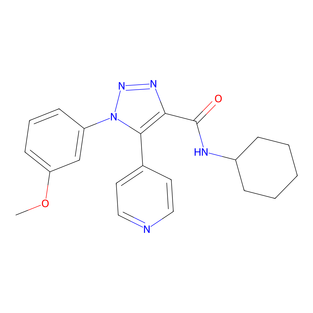 N-cyclohexyl-1-(3-methoxyphenyl)-5-(pyridin-4-yl)-1H-1,2,3-triazole-4-carboxamide molecular structure, CAS 1326889-08-0