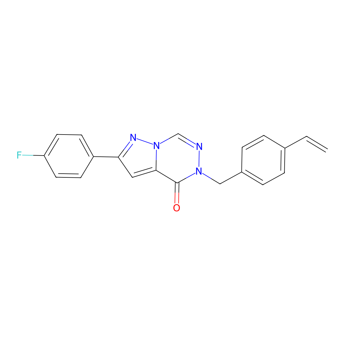 5-(4-ethenylbenzyl)-2-(4-fluorophenyl)pyrazolo[1,5-d][1,2,4]triazin-4(5H)-one molecular structure, CAS 1326889-22-8