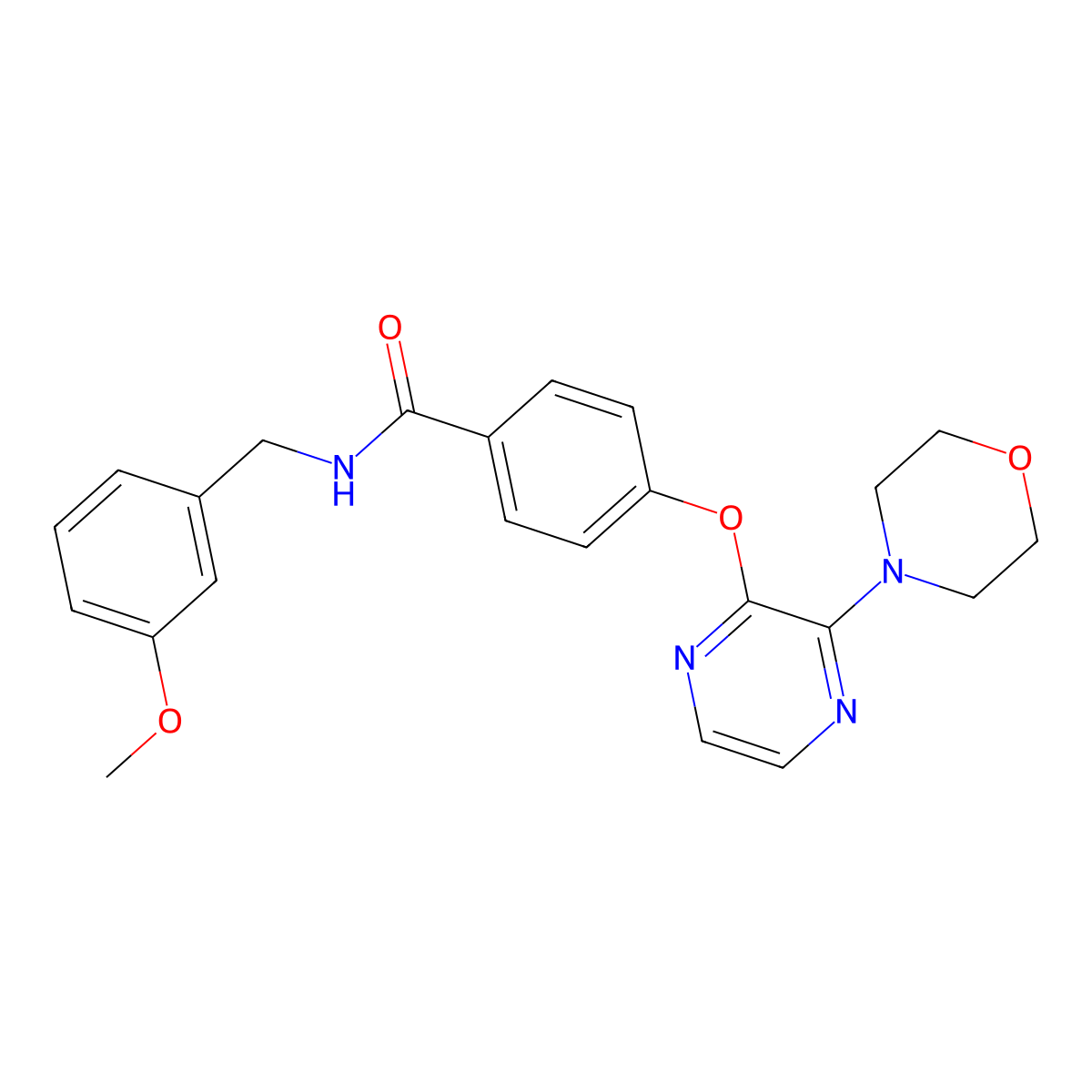 N-(3-methoxybenzyl)-4-[(3-morpholin-4-ylpyrazin-2-yl)oxy]benzamide molecular structure, CAS 1326889-25-1