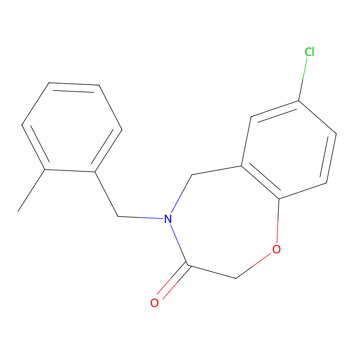 7-chloro-4-(2-methylbenzyl)-4,5-dihydro-1,4-benzoxazepin-3(2H)-one molecular structure, CAS 1326889-27-3