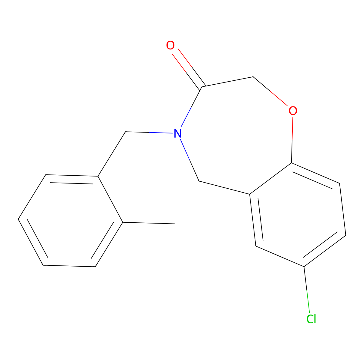 7-chloro-4-(2-methylbenzyl)-4,5-dihydro-1,4-benzoxazepin-3(2H)-one molecular structure, CAS 1326889-27-3