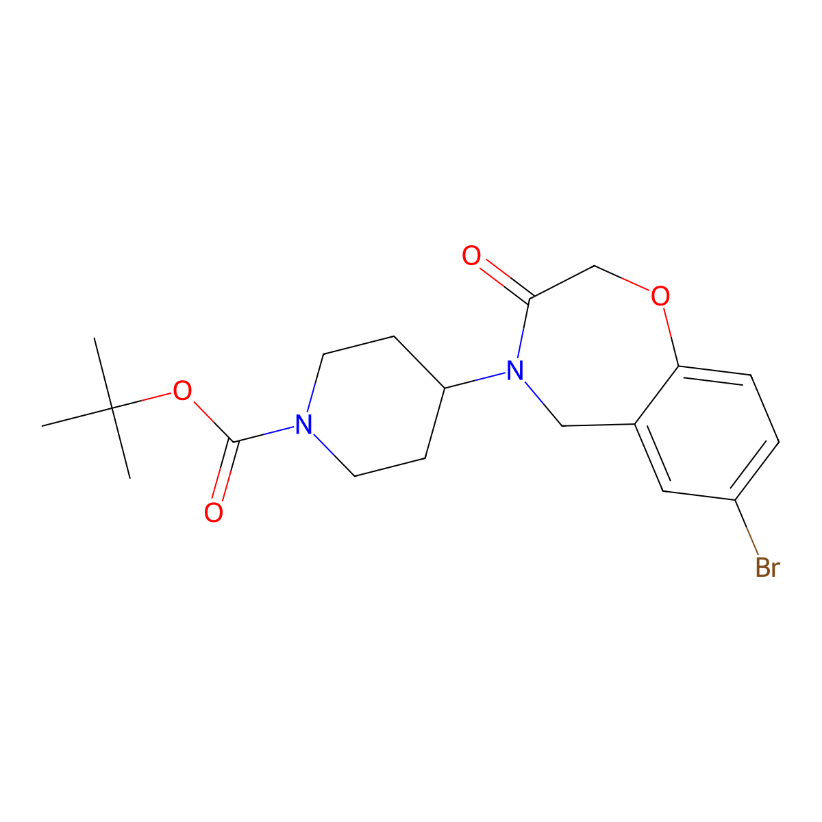 tert-butyl 4-(7-bromo-3-oxo-2,3-dihydro-1,4-benzoxazepin-4(5H)-yl)piperidine-1-carboxylate molecular structure, CAS 1326889-35-3