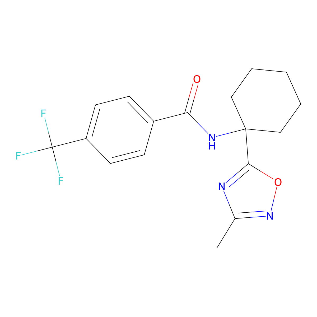 N-[1-(3-methyl-1,2,4-oxadiazol-5-yl)cyclohexyl]-4-(trifluoromethyl)benzamide molecular structure, CAS 1326889-77-3