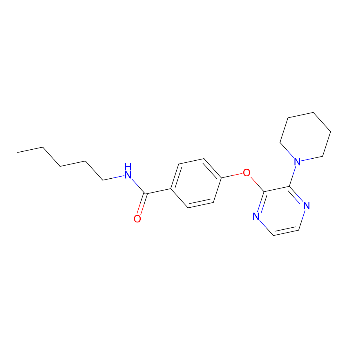 N-pentyl-4-[(3-piperidin-1-ylpyrazin-2-yl)oxy]benzamide molecular structure, CAS 1326890-66-7