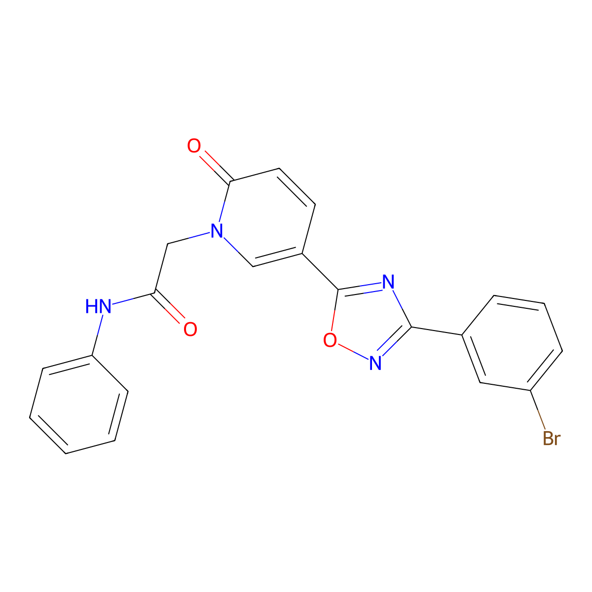2-(5-(3-(3-bromophenyl)-1,2,4-oxadiazol-5-yl)-2-oxopyridin-1(2H)-yl)-N-phenylacetamide molecular structure, CAS 1326890-70-3
