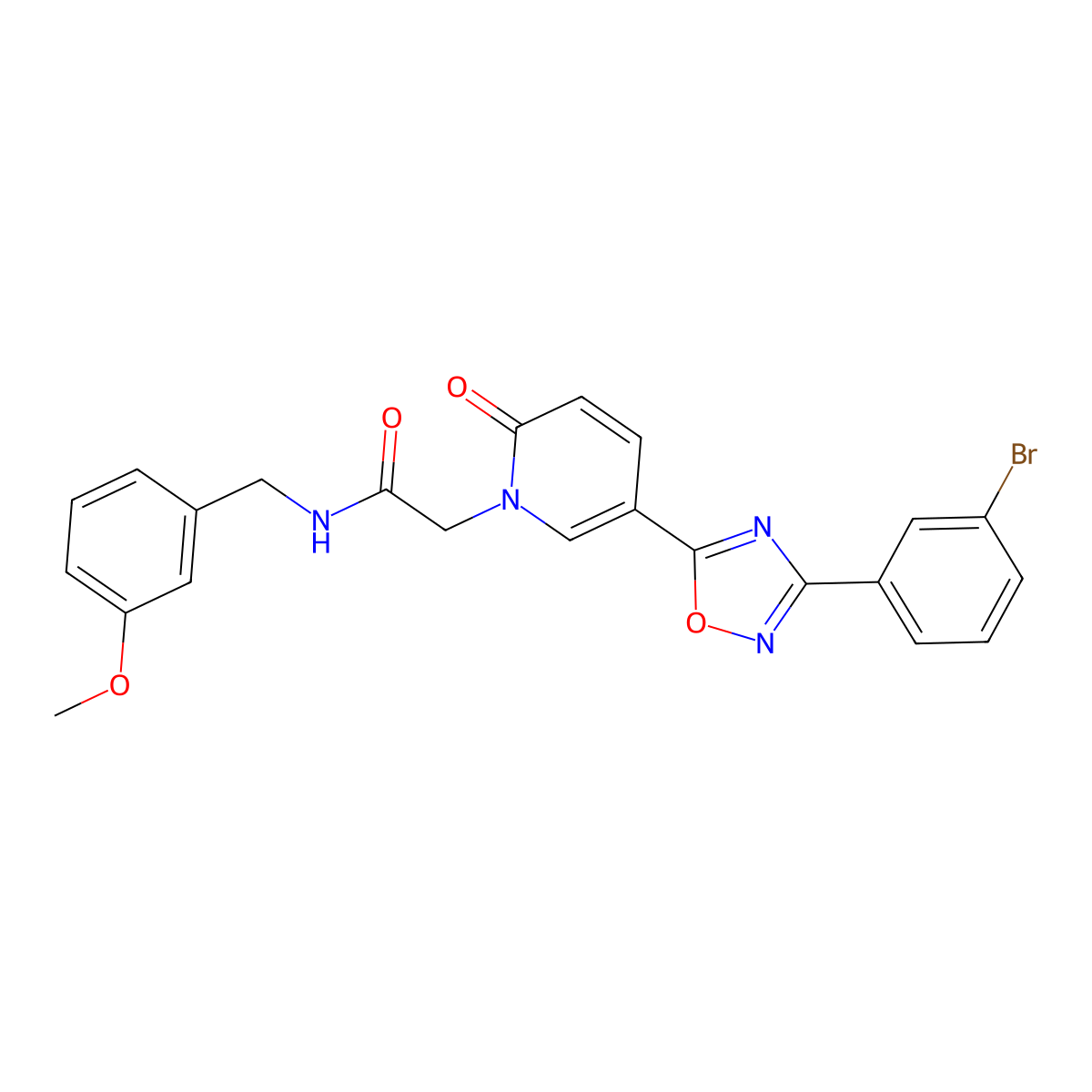2-(5-(3-(3-bromophenyl)-1,2,4-oxadiazol-5-yl)-2-oxopyridin-1(2H)-yl)-N-(3-methoxybenzyl)acetamide molecular structure, CAS 1326890-74-7