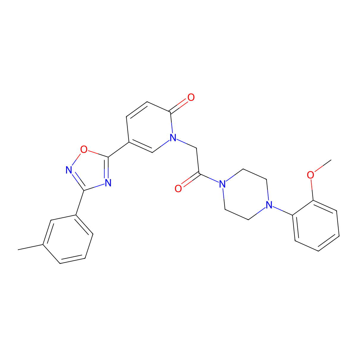 1-{2-[4-(2-methoxyphenyl)piperazin-1-yl]-2-oxoethyl}-5-[3-(3-methylphenyl)-1,2,4-oxadiazol-5-yl]pyridin-2(1H)-one molecular structure, CAS 1326890-82-7