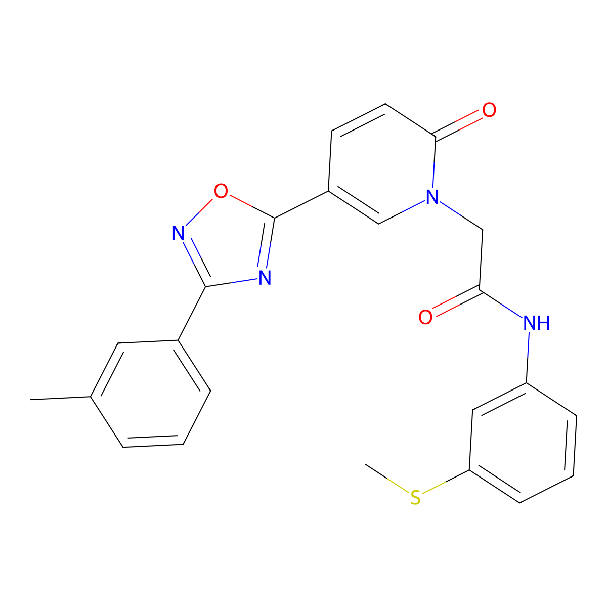 2-{5-[3-(3-methylphenyl)-1,2,4-oxadiazol-5-yl]-2-oxopyridin-1(2H)-yl}-N-[3-(methylsulfanyl)phenyl]acetamide molecular structure, CAS 1326891-01-3