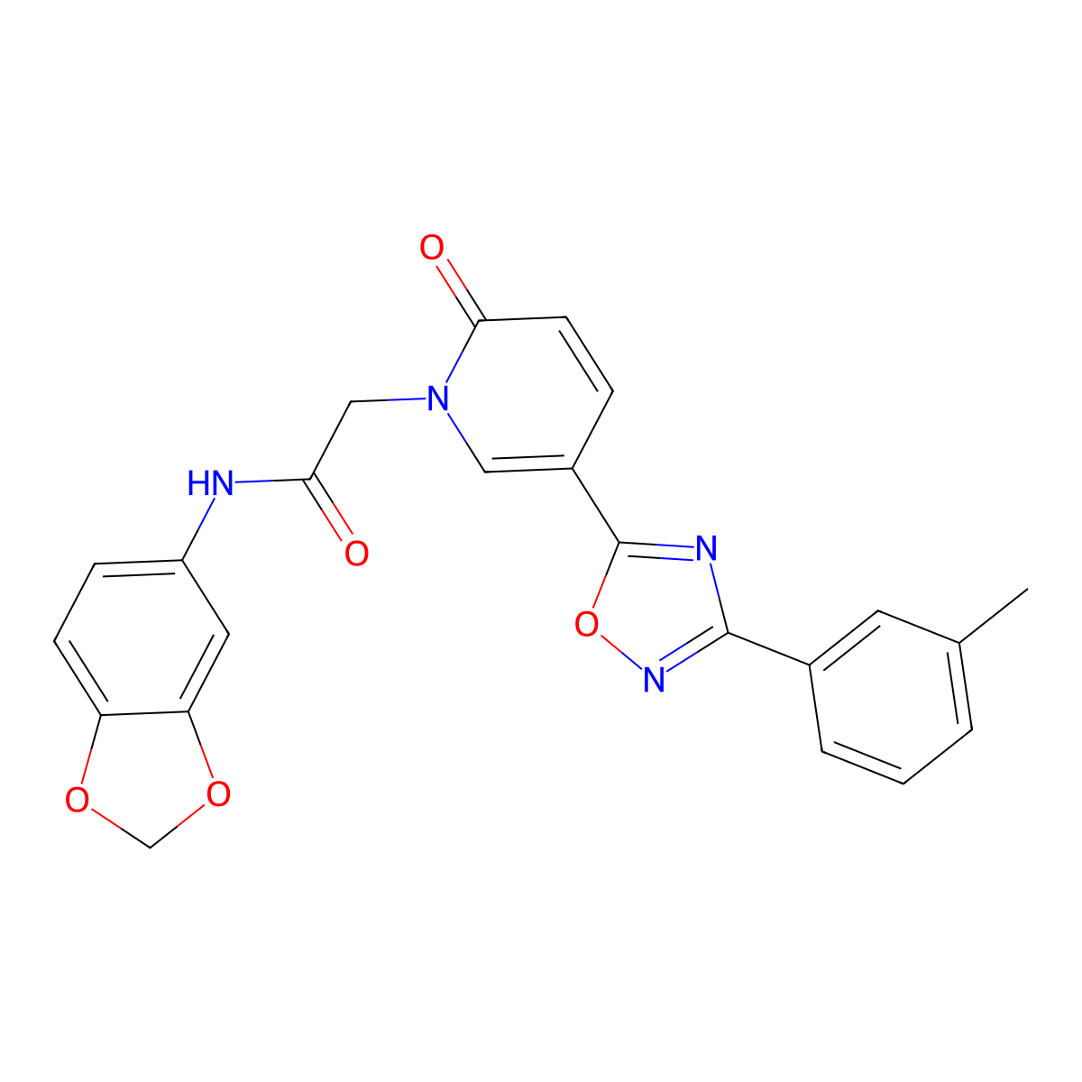 N-(1,3-benzodioxol-5-yl)-2-{5-[3-(3-methylphenyl)-1,2,4-oxadiazol-5-yl]-2-oxopyridin-1(2H)-yl}acetamide molecular structure, CAS 1326891-04-6