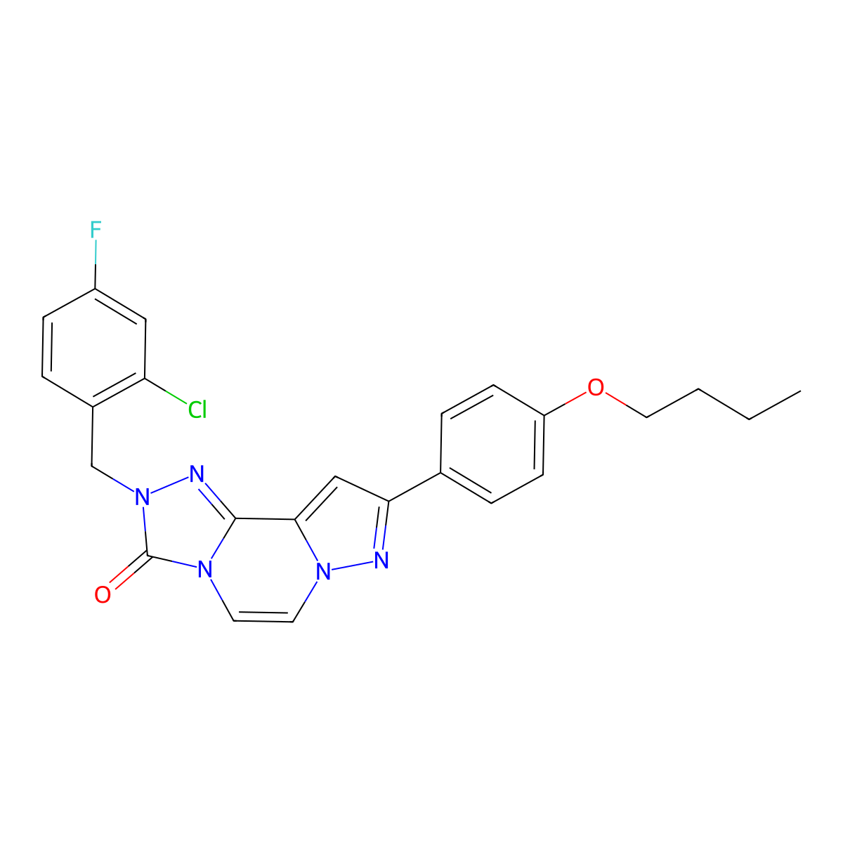 11-(4-Butoxyphenyl)-4-[(2-chloro-4-fluorophenyl)methyl]-3,4,6,9,10-pentaazatricyclo[7.3.0.0^{2,6}]dodeca-1(12),2,7,10-tetraen-5-one molecular structure, CAS 1326891-12-6