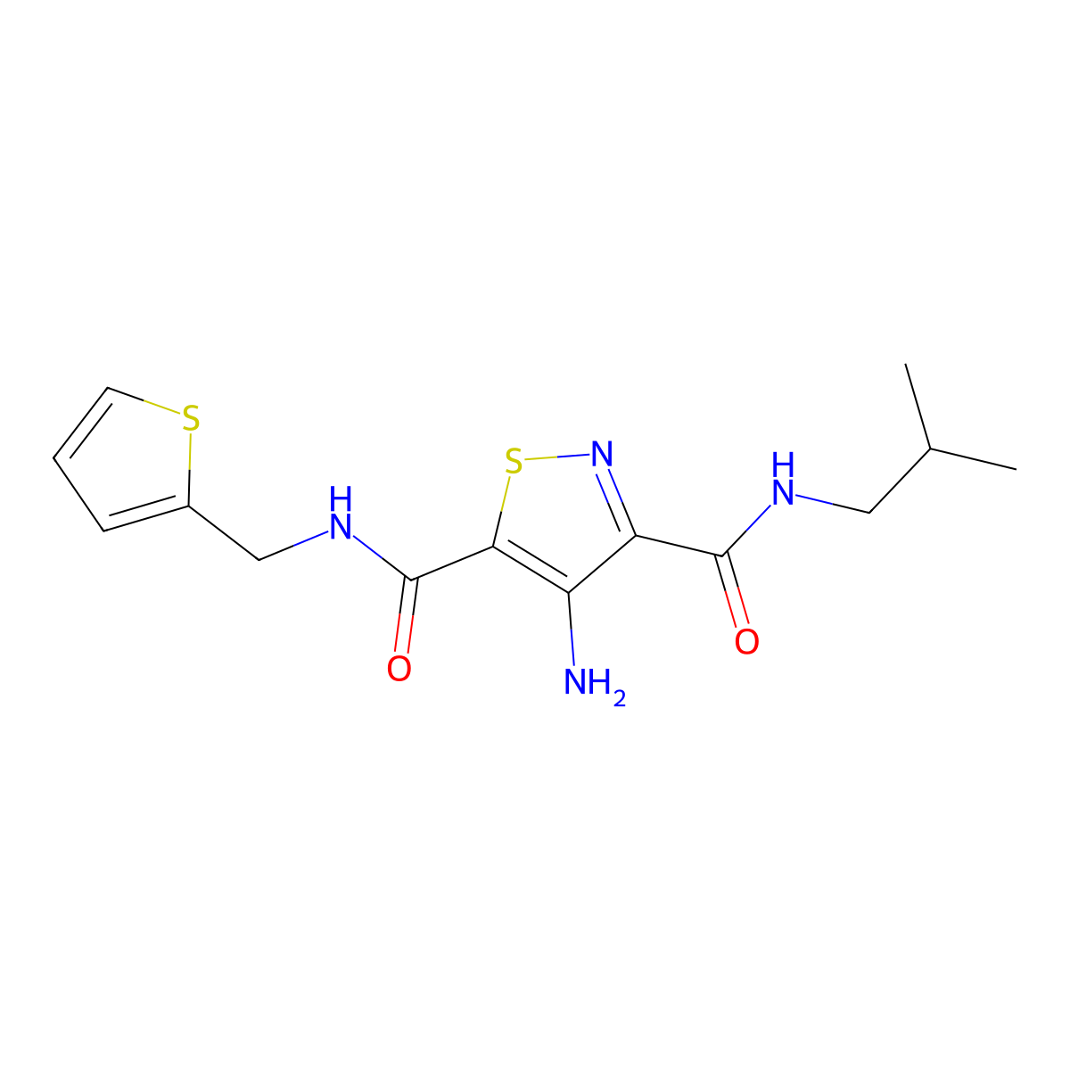 4-amino-N~3~-isobutyl-N~5~-(2-thienylmethyl)isothiazole-3,5-dicarboxamide molecular structure, CAS 1326891-76-2