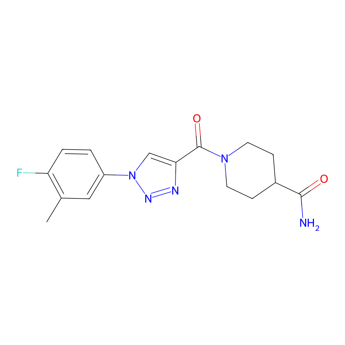 1-{[1-(4-fluoro-3-methylphenyl)-1H-1,2,3-triazol-4-yl]carbonyl}piperidine-4-carboxamide molecular structure, CAS 1326891-79-5