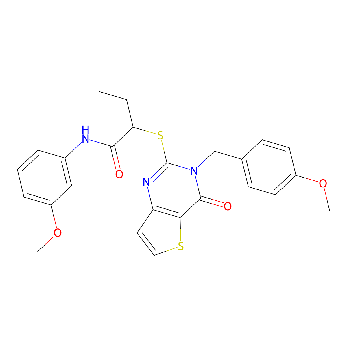 2-{[3-(4-methoxybenzyl)-4-oxo-3,4-dihydrothieno[3,2-d]pyrimidin-2-yl]sulfanyl}-N-(3-methoxyphenyl)butanamide molecular structure, CAS 1326892-08-3