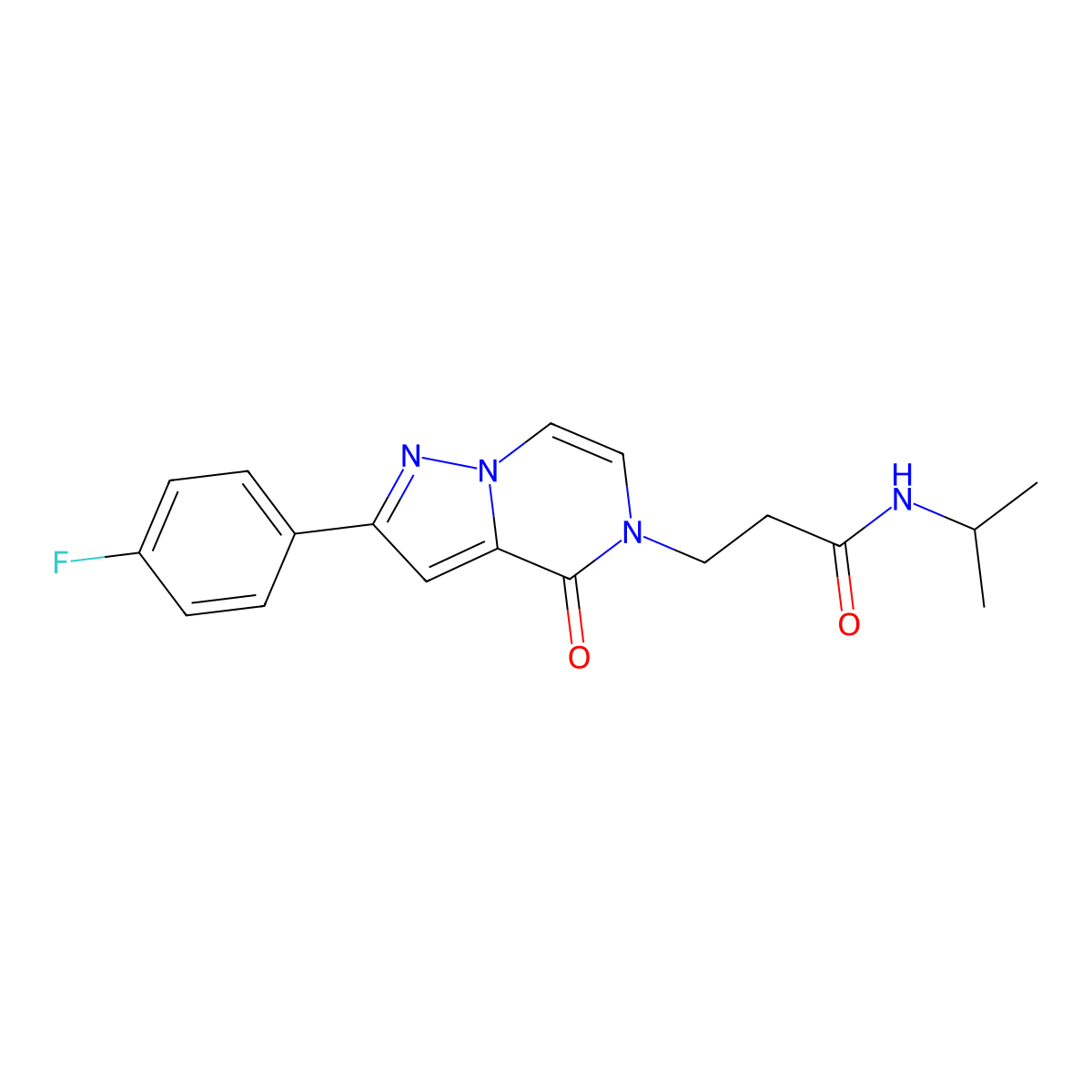 3-[2-(4-fluorophenyl)-4-oxo-4H,5H-pyrazolo[1,5-a]pyrazin-5-yl]-N-(propan-2-yl)propanamide molecular structure, CAS 1326892-12-9
