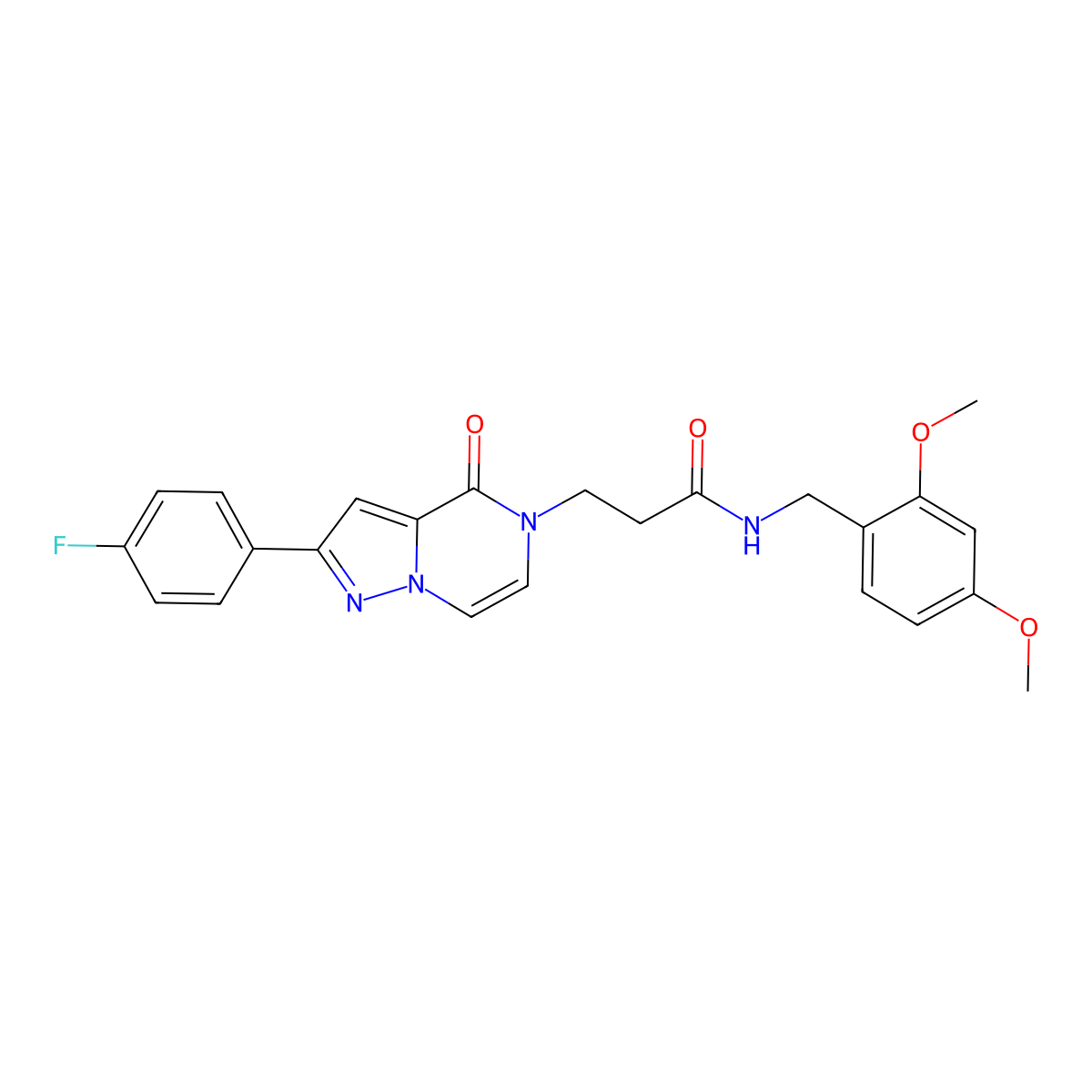 N-[(2,4-dimethoxyphenyl)methyl]-3-[2-(4-fluorophenyl)-4-oxo-4H,5H-pyrazolo[1,5-a]pyrazin-5-yl]propanamide molecular structure, CAS 1326892-13-0